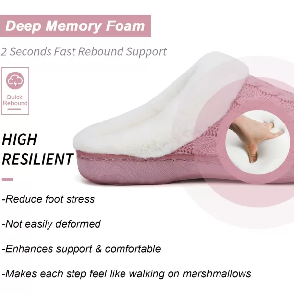 WateLves Women's Memory Foam Slippers Knitted Fur Collar House Shoes Anti-Skid Sole for Indoor &amp; Outdoor