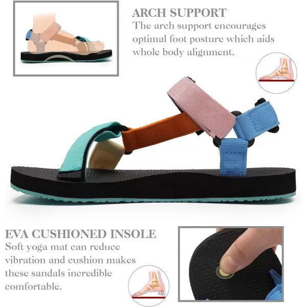 WateLves Womens-Sport-Sandals Outdoor-Hiking-with-Arch-Support Comfortable Webbing-Water-Athletic Beach-Shoes for Travel-Walking-Trekking-Camping