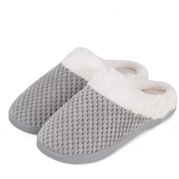Women's Memory Foam Slippers Comfort Wool-Like Plush Fleece Lined House Shoes for Indoor &amp; Outdoor