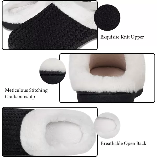 Women's Memory Foam Slippers Comfort Wool-Like Plush Fleece Lined House Shoes for Indoor &amp; Outdoor