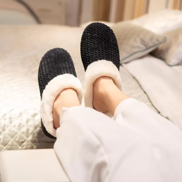 Women's Memory Foam Slippers Comfort Wool-Like Plush Fleece Lined House Shoes for Indoor &amp; Outdoor