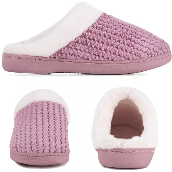 Women's Memory Foam Slippers Comfort Wool-Like Plush Fleece Lined House Shoes for Indoor &amp; Outdoor