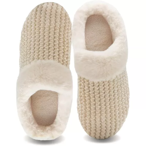 Women's Memory Foam Slippers Comfort Wool-Like Plush Fleece Lined House Shoes for Indoor &amp; Outdoor
