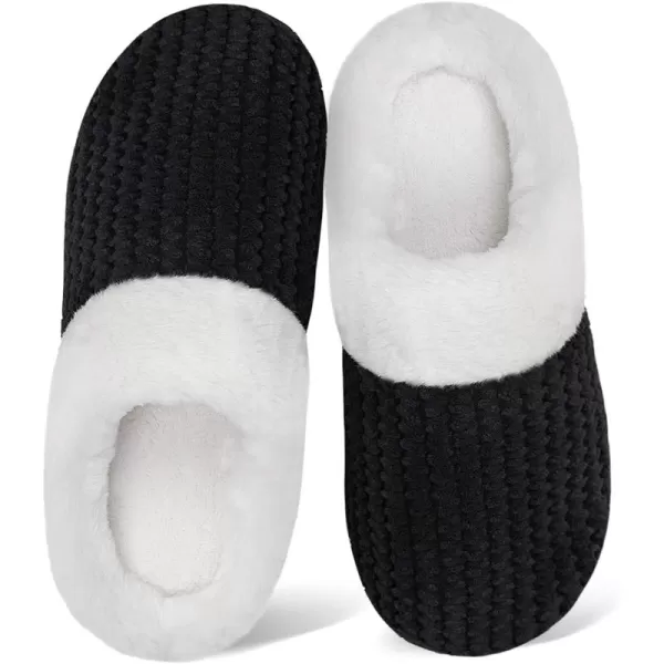 Women's Memory Foam Slippers Comfort Wool-Like Plush Fleece Lined House Shoes for Indoor &amp; Outdoor