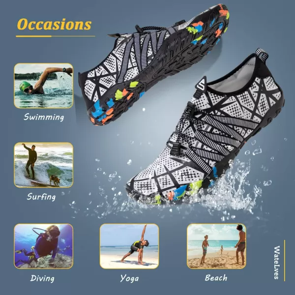 WateLves Water Shoes Mens Womens Beach Swim Shoes Quick-Dry Aqua Socks Pool Shoes for Surf Yoga Water Aerobics