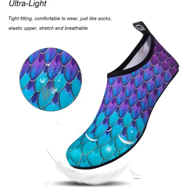 WateLves Water Shoes for Womens Mens Barefoot Quick-Dry Aqua Socks for Beach Swim Surf Yoga Exercise New Translucent Color Soles