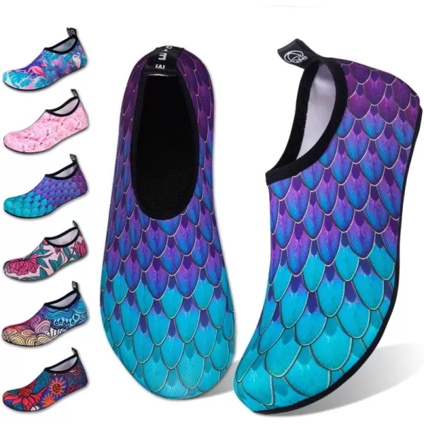 WateLves Water Shoes for Womens Mens Barefoot Quick-Dry Aqua Socks for Beach Swim Surf Yoga Exercise New Translucent Color Soles