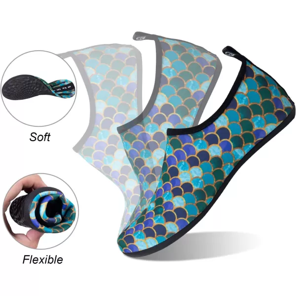 WateLves Water Shoes for Womens Mens Barefoot Quick-Dry Aqua Socks for Beach Swim Surf Yoga Exercise New Translucent Color Soles