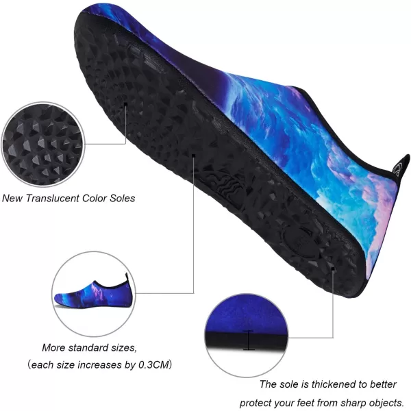 WateLves Water Shoes for Womens Mens Barefoot Quick-Dry Aqua Socks for Beach Swim Surf Yoga Exercise New Translucent Color Soles