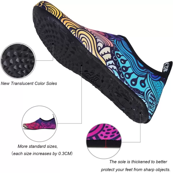 WateLves Water Shoes for Womens Mens Barefoot Quick-Dry Aqua Socks for Beach Swim Surf Yoga Exercise New Translucent Color Soles