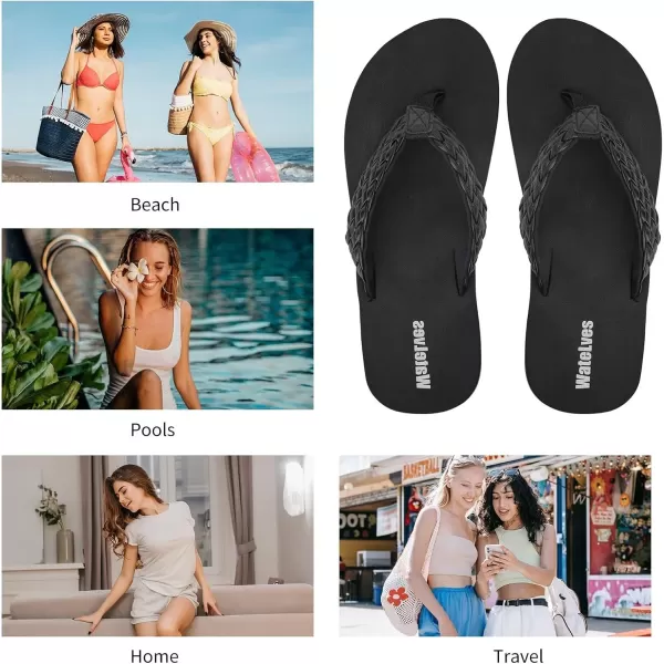WateLves Womens-Flip-Flops-Thong-Sandals-Beach-Shoes Light and Comfortable for Vacation Walking-Bathroom-Pool