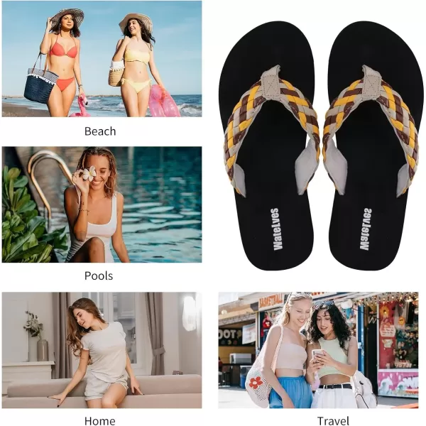 WateLves Womens-Flip-Flops-Thong-Sandals-Beach-Shoes Light and Comfortable for Vacation Walking-Bathroom-Pool
