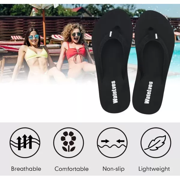 WateLves Womens-Flip-Flops-Thong-Sandals-Beach-Shoes Light and Comfortable for Vacation Walking-Bathroom-Pool