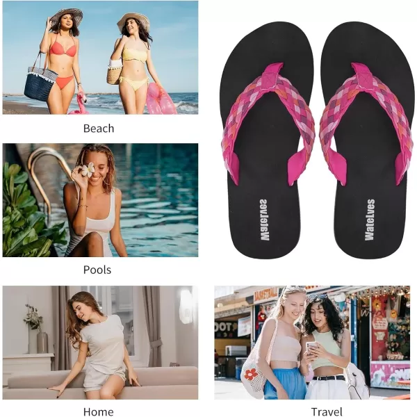 WateLves Womens-Flip-Flops-Thong-Sandals-Beach-Shoes Light and Comfortable for Vacation Walking-Bathroom-Pool