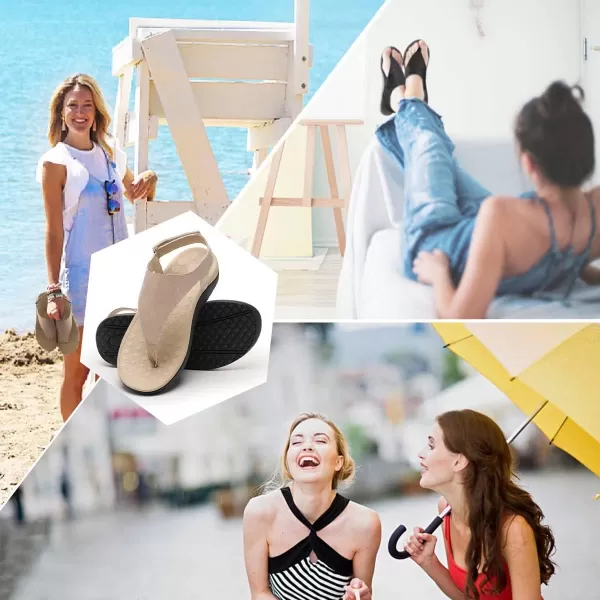 WateLves Womens-Thong-Sandals Adjustable Casual T-shaped Flip-flops with Arch-Support Comfortable beach-shoes Travel-Walking Indoor-Outdoor