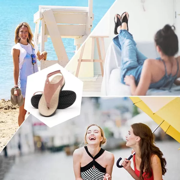 WateLves Womens-Thong-Sandals Adjustable Casual T-shaped Flip-flops with Arch-Support Comfortable beach-shoes Travel-Walking Indoor-Outdoor