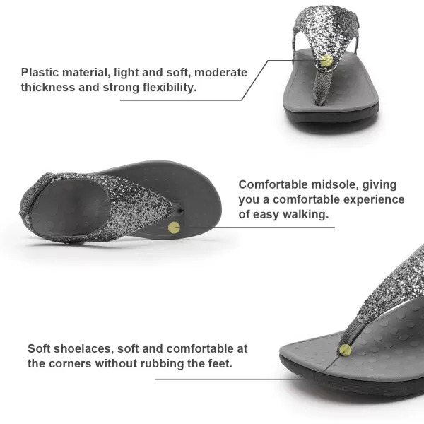 WateLves Womens-Thong-Sandals Adjustable Casual T-shaped Flip-flops with Arch-Support Comfortable beach-shoes Travel-Walking Indoor-Outdoor