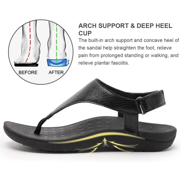 WateLves Womens-Thong-Sandals Adjustable Casual T-shaped Flip-flops with Arch-Support Comfortable beach-shoes Travel-Walking Indoor-Outdoor