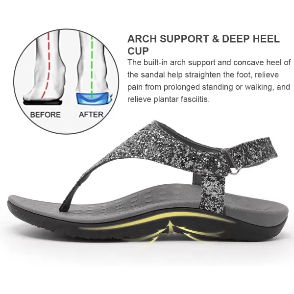 WateLves Womens-Thong-Sandals Adjustable Casual T-shaped Flip-flops with Arch-Support Comfortable beach-shoes Travel-Walking Indoor-Outdoor