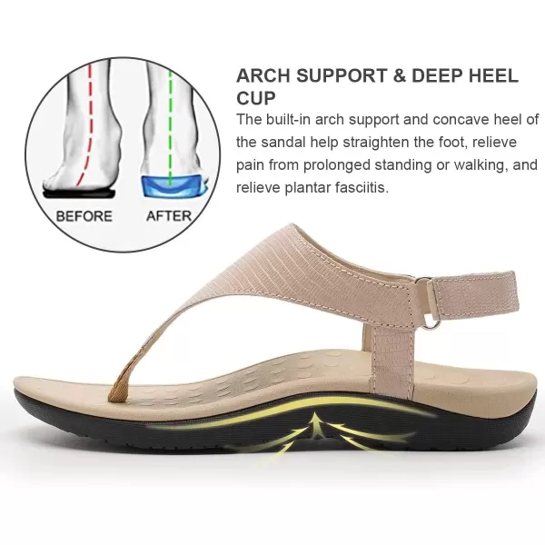 WateLves Womens-Thong-Sandals Adjustable Casual T-shaped Flip-flops with Arch-Support Comfortable beach-shoes Travel-Walking Indoor-Outdoor