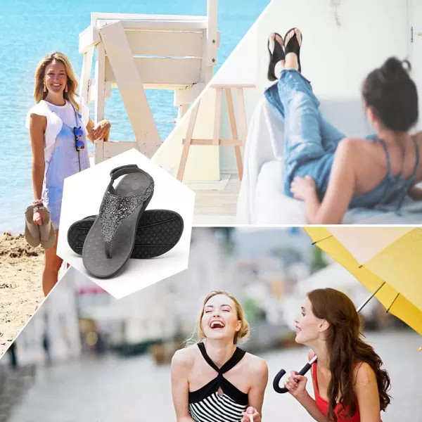 WateLves Womens-Thong-Sandals Adjustable Casual T-shaped Flip-flops with Arch-Support Comfortable beach-shoes Travel-Walking Indoor-Outdoor