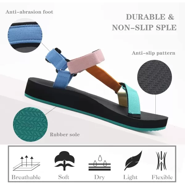 WateLves Womens-Sport-Sandals Outdoor-Hiking-with-Arch-Support Comfortable Webbing-Water-Athletic Beach-Shoes for Travel-Walking-Trekking-Camping