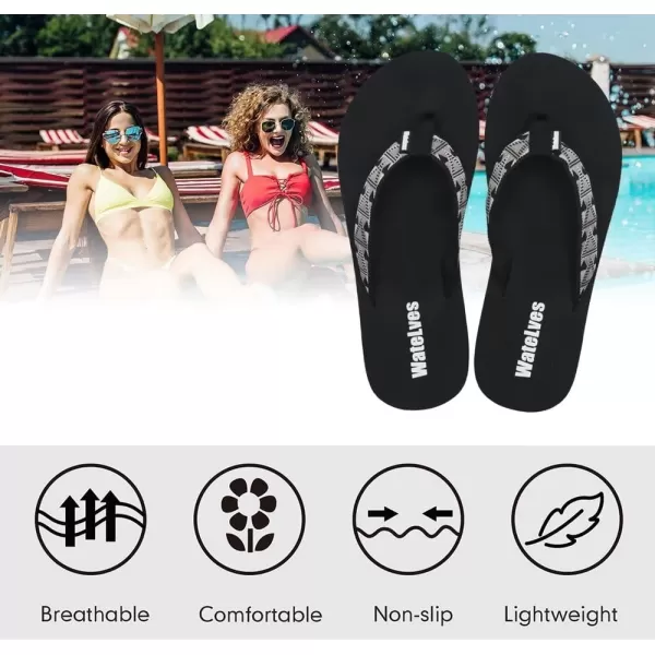 WateLves Womens-Flip-Flops-Thong-Sandals-Beach-Shoes Light and Comfortable for Vacation Walking-Bathroom-Pool