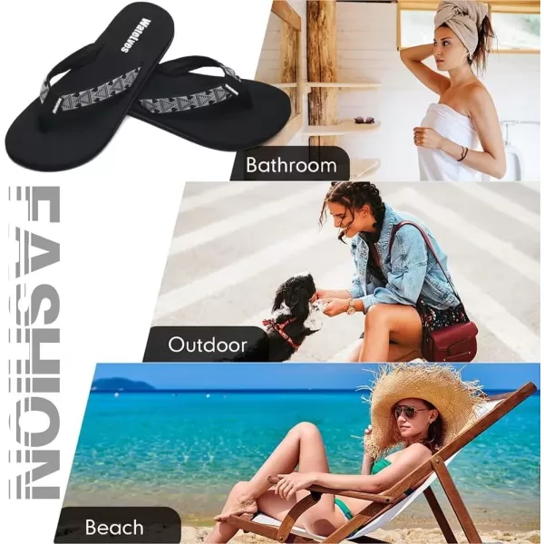WateLves Womens-Flip-Flops-Thong-Sandals-Beach-Shoes Light and Comfortable for Vacation Walking-Bathroom-Pool