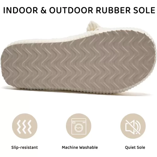 imageWateLves Cute Bow Slippers for Women Memory Foam Corduroy Open Toe Slide Slippers Ladies Cross Band House Shoes for Indoor OutdoorBeige