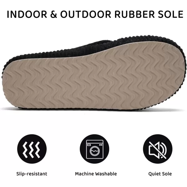 imageWateLves Cute Bow Slippers for Women Memory Foam Corduroy Open Toe Slide Slippers Ladies Cross Band House Shoes for Indoor OutdoorBlack