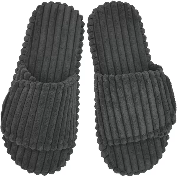 imageWateLves Cute Bow Slippers for Women Memory Foam Corduroy Open Toe Slide Slippers Ladies Cross Band House Shoes for Indoor OutdoorDark Gray