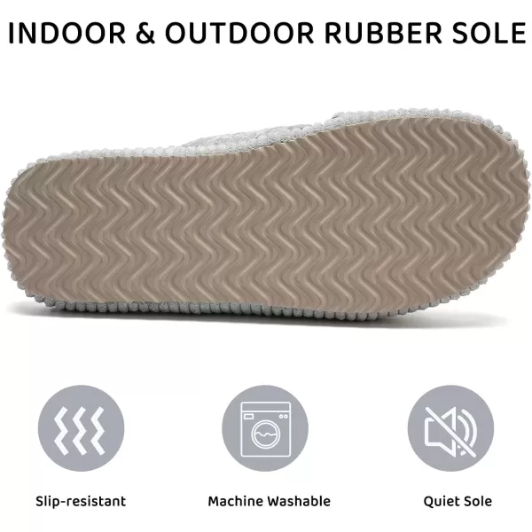 imageWateLves Cute Bow Slippers for Women Memory Foam Corduroy Open Toe Slide Slippers Ladies Cross Band House Shoes for Indoor OutdoorGrey