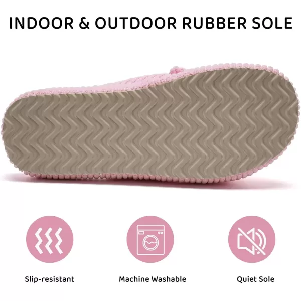 imageWateLves Cute Bow Slippers for Women Memory Foam Corduroy Open Toe Slide Slippers Ladies Cross Band House Shoes for Indoor OutdoorPink