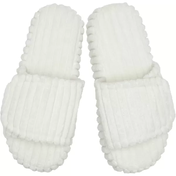 imageWateLves Cute Bow Slippers for Women Memory Foam Corduroy Open Toe Slide Slippers Ladies Cross Band House Shoes for Indoor OutdoorWhite
