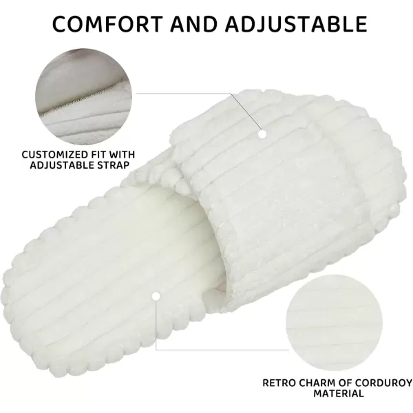 imageWateLves Cute Bow Slippers for Women Memory Foam Corduroy Open Toe Slide Slippers Ladies Cross Band House Shoes for Indoor OutdoorWhite