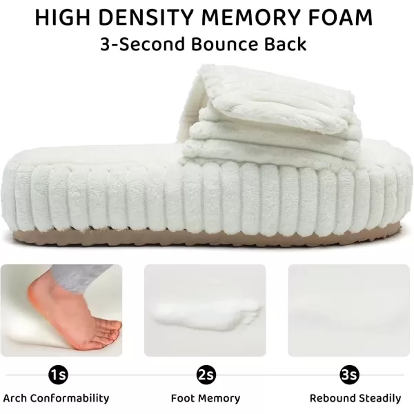 imageWateLves Cute Bow Slippers for Women Memory Foam Corduroy Open Toe Slide Slippers Ladies Cross Band House Shoes for Indoor OutdoorWhite