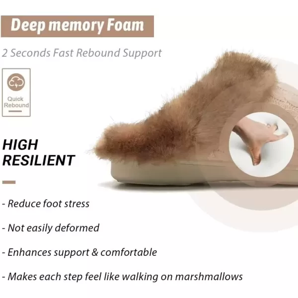 imageWateLves Womens Memory Foam Slippers Knitted Fur Collar House Shoes AntiSkid Sole for Indoor ampamp OutdoorBeige