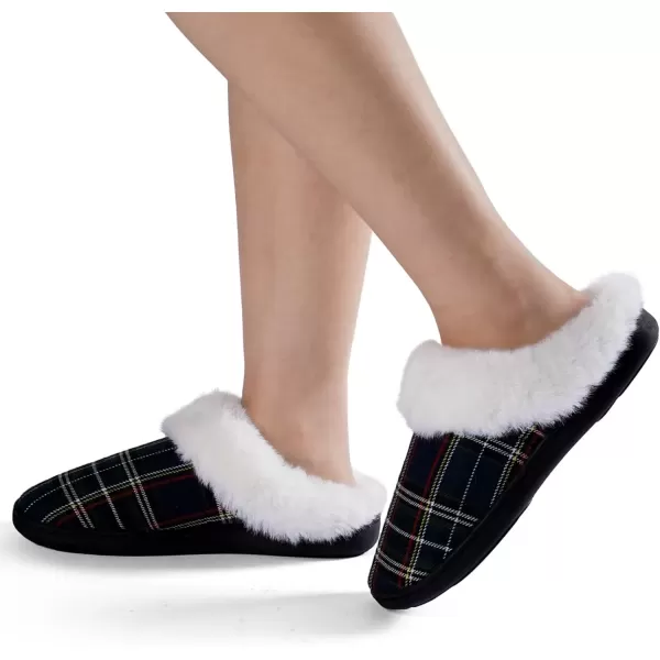 imageWateLves Womens Memory Foam Slippers Knitted Fur Collar House Shoes AntiSkid Sole for Indoor ampamp OutdoorChristmas Green
