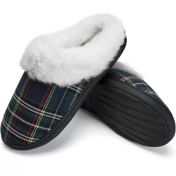 imageWateLves Womens Memory Foam Slippers Knitted Fur Collar House Shoes AntiSkid Sole for Indoor ampamp OutdoorChristmas Green