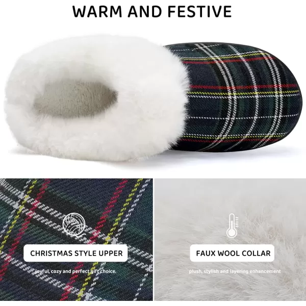imageWateLves Womens Memory Foam Slippers Knitted Fur Collar House Shoes AntiSkid Sole for Indoor ampamp OutdoorChristmas Green