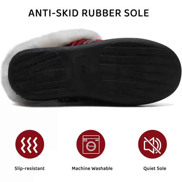 imageWateLves Womens Memory Foam Slippers Knitted Fur Collar House Shoes AntiSkid Sole for Indoor ampamp OutdoorChristmas Red