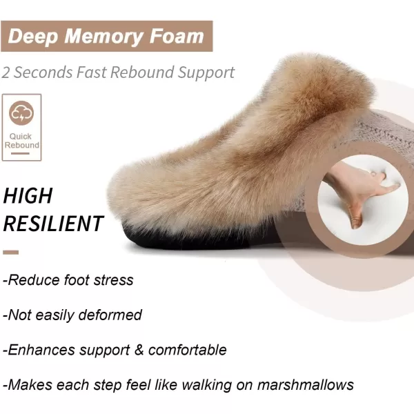 imageWateLves Womens Memory Foam Slippers Knitted Fur Collar House Shoes AntiSkid Sole for Indoor ampamp OutdoorLight Gray