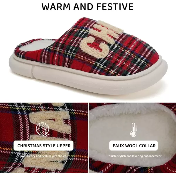 imageWateLves Womens Pillow Warm Memory Foam Slippers Comfortable Cute House Shoes Lightweight Fuzzy Christmas SlippersChristmas Red
