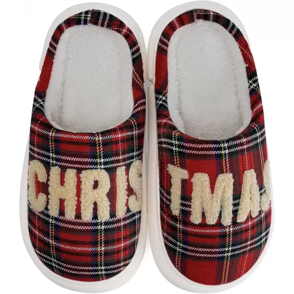 imageWateLves Womens Pillow Warm Memory Foam Slippers Comfortable Cute House Shoes Lightweight Fuzzy Christmas SlippersChristmas Red
