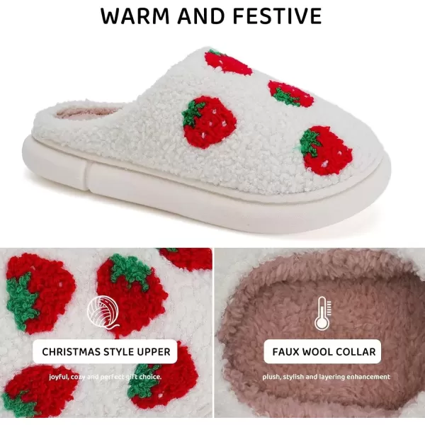 imageWateLves Womens Pillow Warm Memory Foam Slippers Comfortable Cute House Shoes Lightweight Fuzzy Christmas SlippersStrawberry
