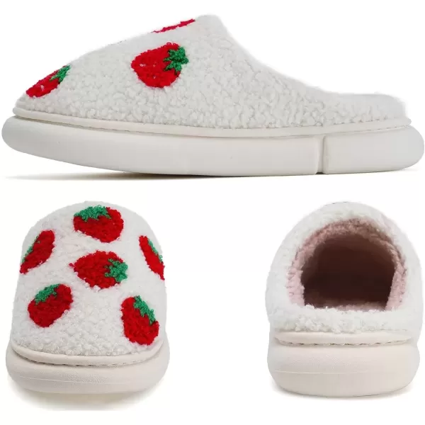imageWateLves Womens Pillow Warm Memory Foam Slippers Comfortable Cute House Shoes Lightweight Fuzzy Christmas SlippersStrawberry