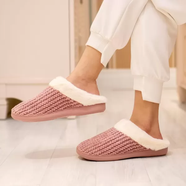 imageWateLves Womens Memory Foam Slippers Comfort WoolLike Plush Fleece Lined House Shoes for Indoor ampamp OutdoorBean Powder