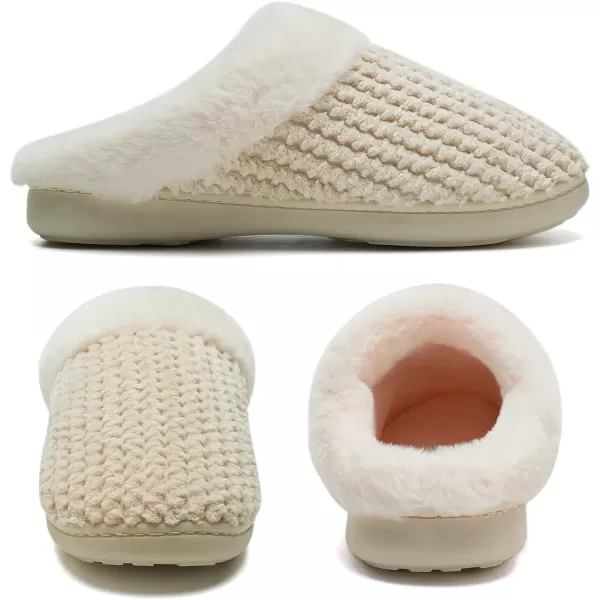imageWateLves Womens Memory Foam Slippers Comfort WoolLike Plush Fleece Lined House Shoes for Indoor ampamp OutdoorBeige