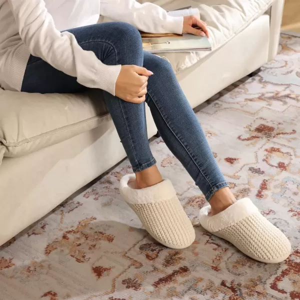 imageWateLves Womens Memory Foam Slippers Comfort WoolLike Plush Fleece Lined House Shoes for Indoor ampamp OutdoorBeige