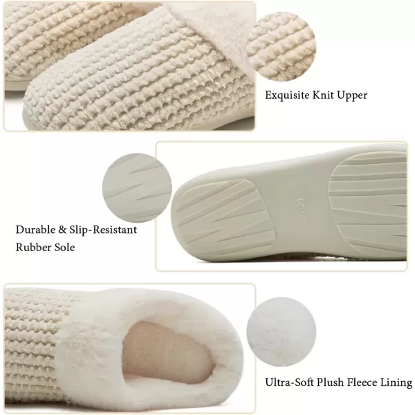 imageWateLves Womens Memory Foam Slippers Comfort WoolLike Plush Fleece Lined House Shoes for Indoor ampamp OutdoorBeige
